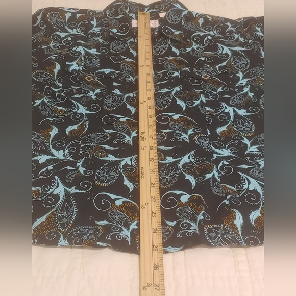 Panhandle Slim Western Shirt Blue Cowgirl Rodeo Snaps Pockets Paisley SZ Large - Picture 6 of 9